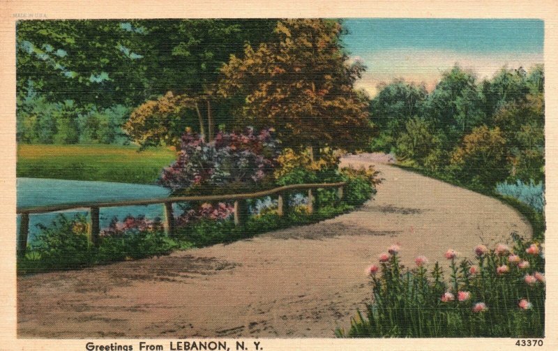 Vintage Postcard 1930's Greetings From Lebanon New York N. Y.