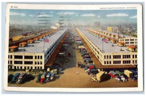Chicago Illinois Postcard Aerial View Of South Water Market 1950 Vintage Cars