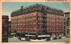 Vintage Postcard 1952 Hotel Building Historical Landmark Bloomington Illinois IL