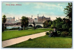 c1910 View of Princes Bridge Melbourne Australia Antique Unposted Postcard