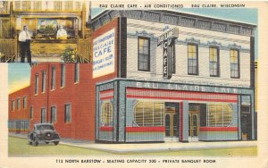 H71/ Eau Claire Wisconsin Postcard Linen Café 2View Interior Banquet  40