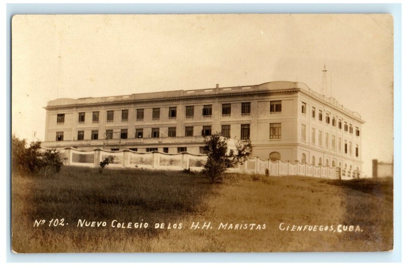 Nuevo Colegio De Los Hh Maristas Cienfuegos Cuba Real Photo RPPC Postcard (J6)