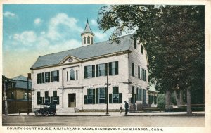 Vintage Postcard 1920's Court House Military & Naval Rendezvous New London Conn.