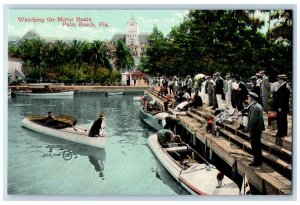 c1910 Watching The Motor Boats Passengers Palm Beach Florida FL Postcard