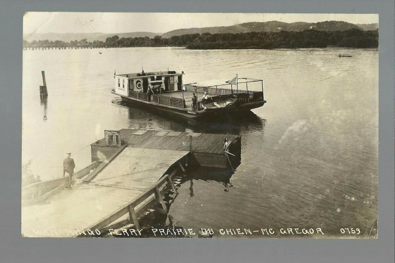 McGregor IOWA RP 1927 FERRY Wanamingo Mississippi River nr Prairie du Chien WI