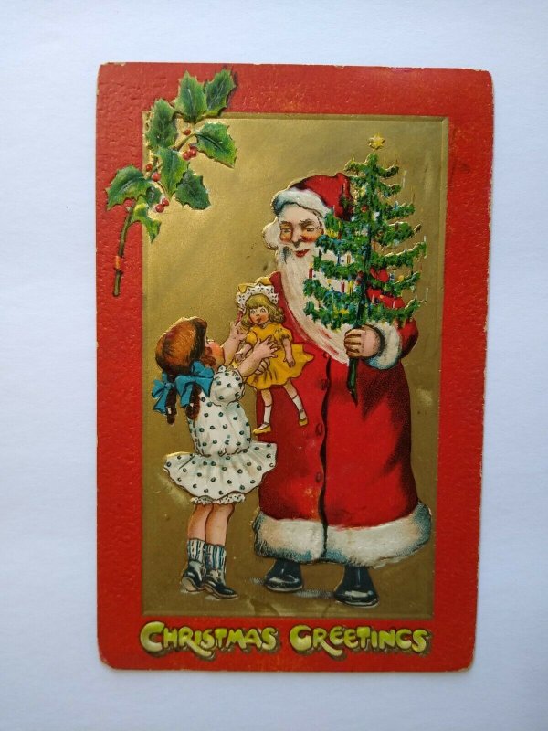 Tuck Santa Claus Christmas Postcard Series 501 Embossed Saxony Brooklyn NY 1910