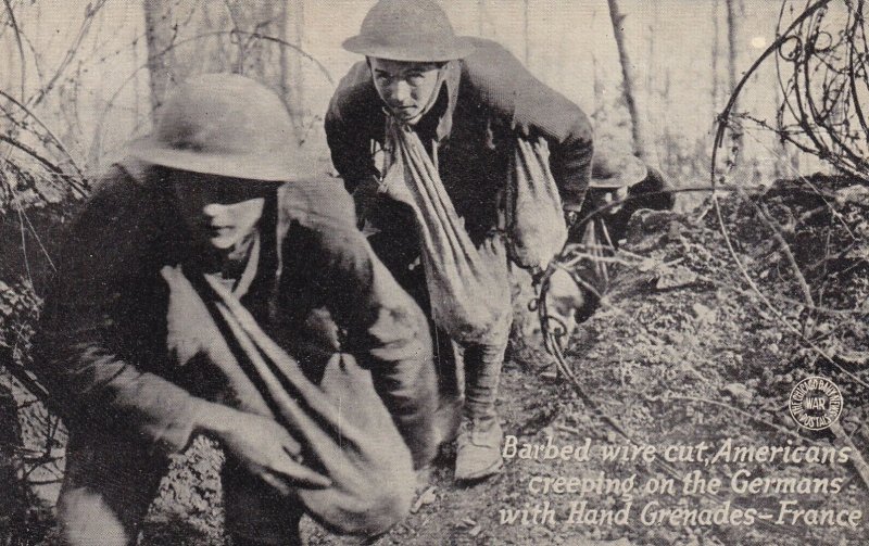 FRANCE, 1914-1918; Barbed Wire Cut, Americans Creeping On The Germans