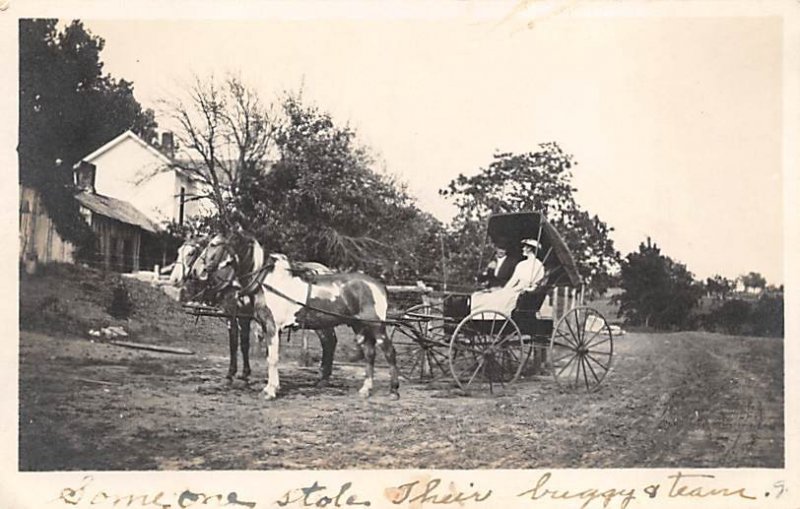 Horse Drawn Carriage Horse Drawn Unused writing on front, real photo