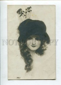 3141049 Belle in HAT by Harrison FISHER vintage PHOTO Russia PC