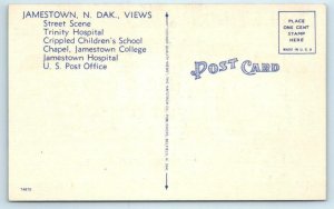 Large Letter Linen JAMESTOWN, NORTH DAKOTA  ND ca 1940s Tichnor Postcard