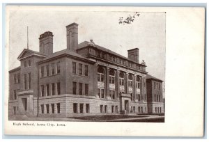 High School Building Exterior Scene Iowa City, Iowa IA Antique Postcard