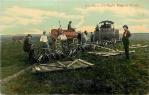 c1908 Postcard; Disc Cultivators, We Farm the Right Way in Texas, Agriculture