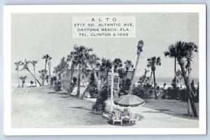 1940 Daytona Beach Florida FL Postcard Alto Atlantic Ave Palm Trees Aerial View