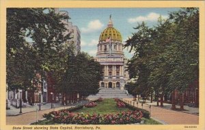 Pennsylvania Harrisburg State Street Showing State Capitol