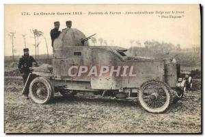 Postcard Old Army surroundings Furnes Auto Belgian machine gun on the front