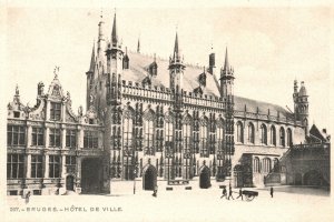 Vintage Postcard 1900's View of Hotel De Ville Bruges Belgium