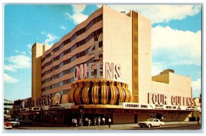 c1960 Four Queens Hotel Casino Downtown Exterior View Las Vegas Nevada Postcard