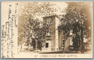 ST. JOHNSVILLE HIGH SCHOOL ANTIQUE REAL PHOTO POSTCARD RPPC