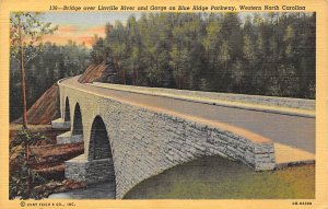 Bridge over Linville River, Gorge on Blue Ridge Parkway Western North Carolin...