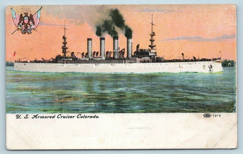 Postcard USS Colorado US Navy Ship Armored Cruiser c1909 V11