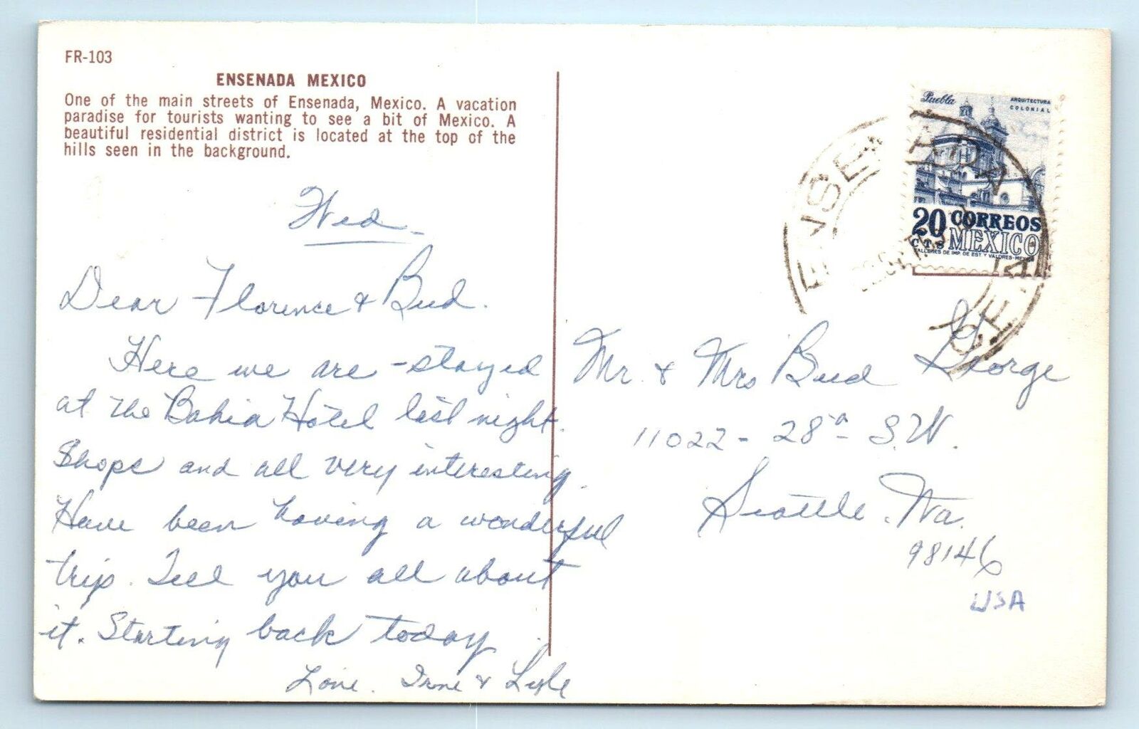 ENSENADA, Mexico STREET SCENE 7UP Sign c1950s Cars Roadside Postcard