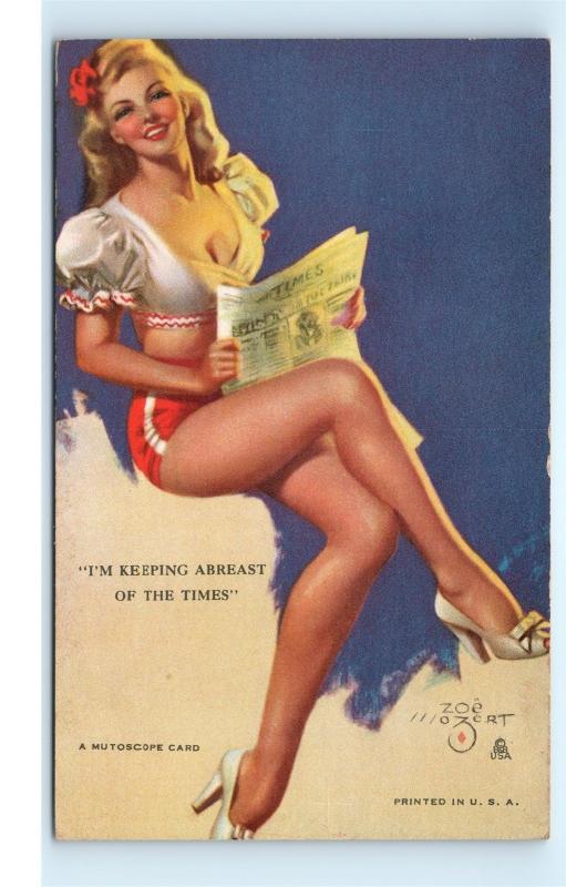 1940s Zoe Mozert Pin-up Cheesecake mutoscope Arcade Exhibit card Times News A72