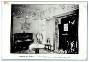 c1905s Reception Parlor Iowa Masonic Library Scene Cedar Rapids Iowa IA Postcard