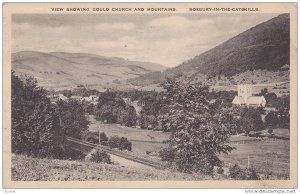 View Showing Gould Church and Mountains, Roxbury, Catskills, New York, PU-1928
