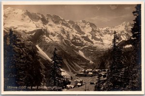 Murren Mit Breithorn Gruppe Switzerland Mountain Pines Real Photo RPPC Postcard