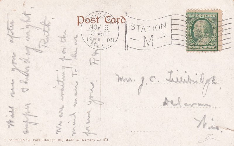 Public Library Chicago Illinois IL 1909 Postcard D53