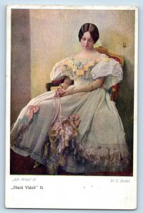 Hungary Postcard Pretty Woman Wearing Gown Sat On Chair c1910's Posted Antique
