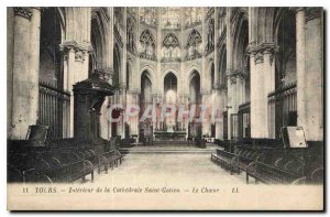 Postcard Old Tours Interior of Cathedrale Saint Gatien Chorus