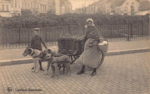 Belgium Laitiere flamande Flemish Milk Maid Dog Cart Peasants postcard B914