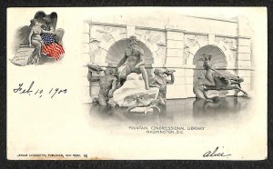 FOUNTAIN CONGRESSIONAL LIBRARY WASHINGTON D.C. POSTCARD 1900
