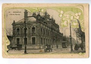 214016 FRANCE BORDEAUX L'Ecole Navale TRAM embossed postcard