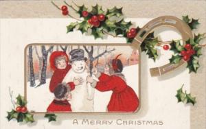 Christmas Children With Snowman