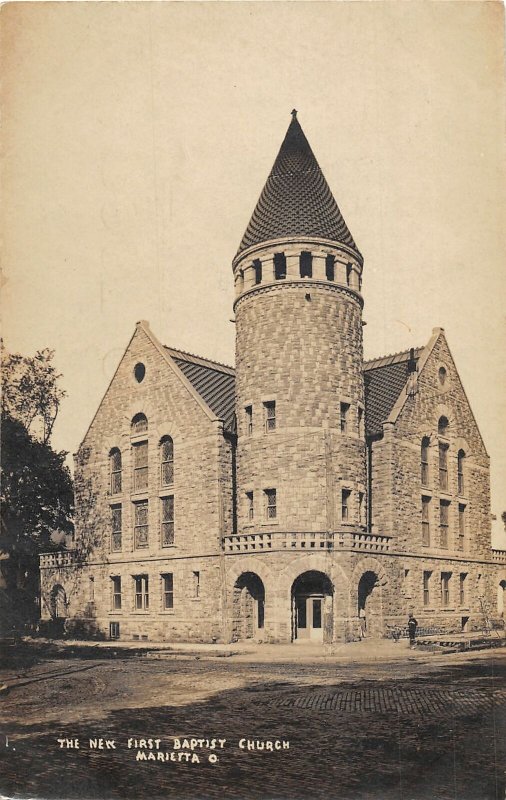 J20/ Marietta Ohio RPPC Postcard c1910 The New First Baptist Church 30