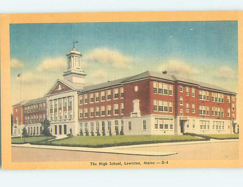 Unused Linen HIGH SCHOOL Lewiston Maine ME L9918