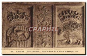 Postcard Old Hotel Lallemant Bourges Weapons of Louis XII and & # 39Anne Brit...