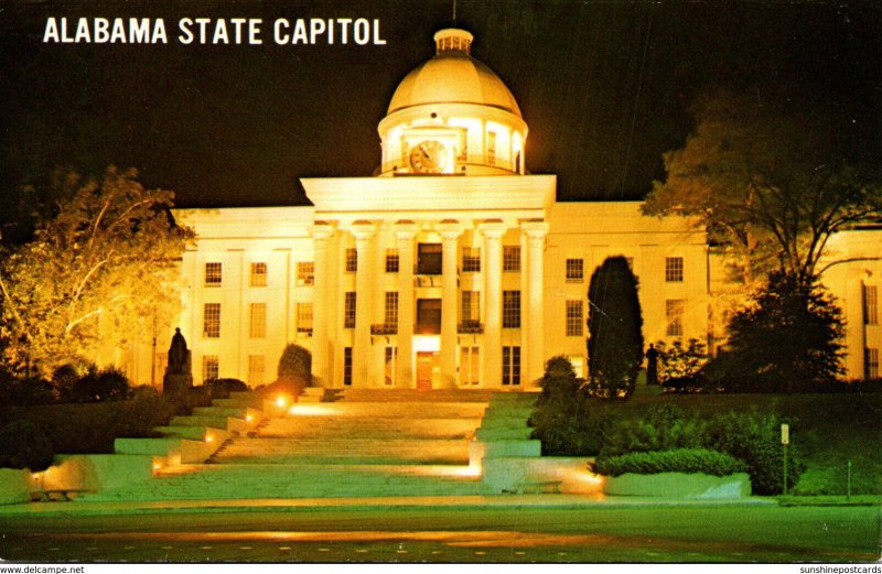 Alabama Montgomery State Capitol Building At Night