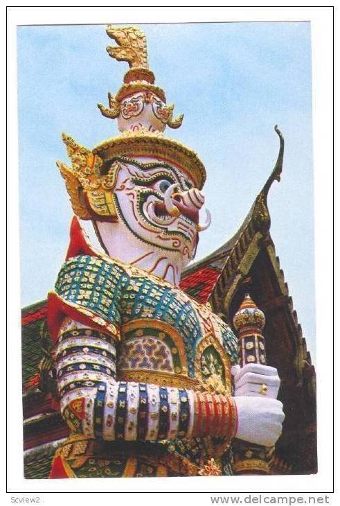 Giant Guardian At Wat Phra Keo, Emerald Buddha Temple, Bangkok, Thailand, 40-60s