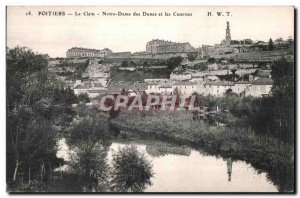 Old Postcard Clain Poitiers The Notre Dame des Dunes and Barracks