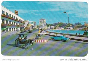 Mexico Mazatlan Sinaloa Horse Drawn Cart Arana On Olas Altas Boulevard