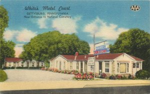 Gettysburg Pennsylvania White's Motel Court roadside occupation Postcard 24-8139