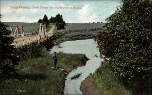 Trout Fishing Dunk River Prince Edward Island c1910 Postcard