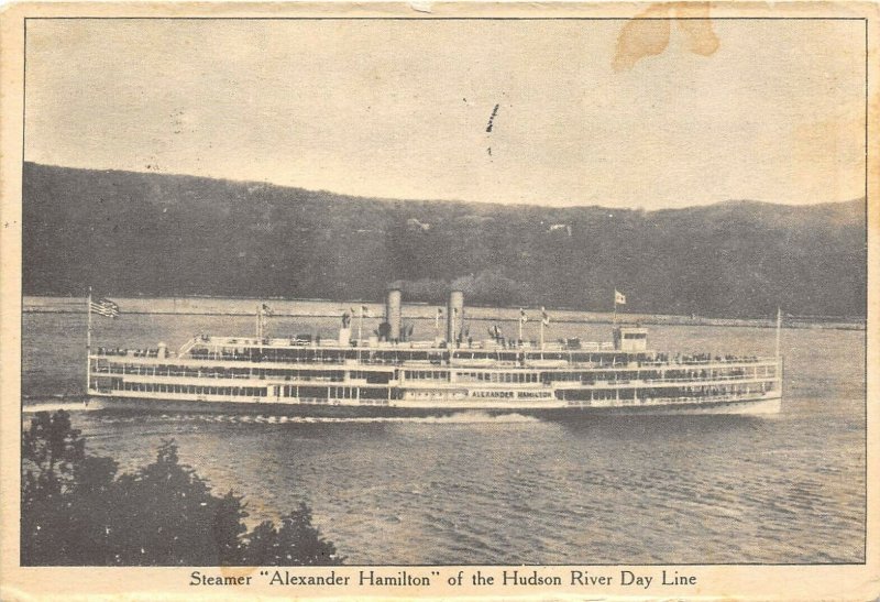 Steamer Alexander Hamilton on the Hudson River Day Line 1931 Postcard