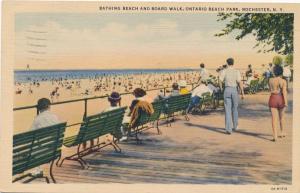 Beach & Boardwalk Ontario Beach Park Charlotte Rochester New York pm 1938 Linen