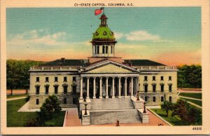 Vtg Columbia South Carolina SC State Capitol 1930s Linen View Old Postcard