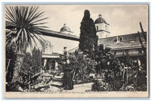 1908 Sacred Garden Santa Barbara Mission Coast Line California Antique Postcard 