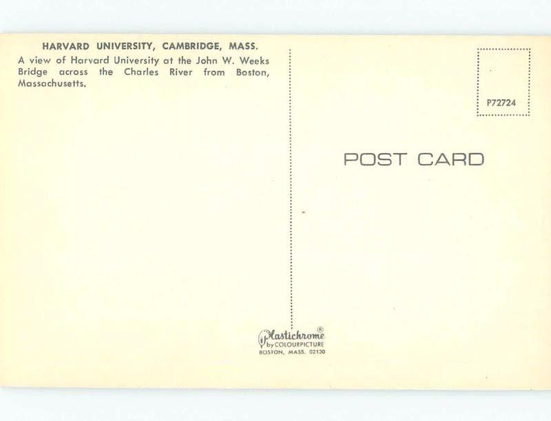 Unused Pre-1980 Harvard University - Cambridge Boston Massachusetts MA E0114@